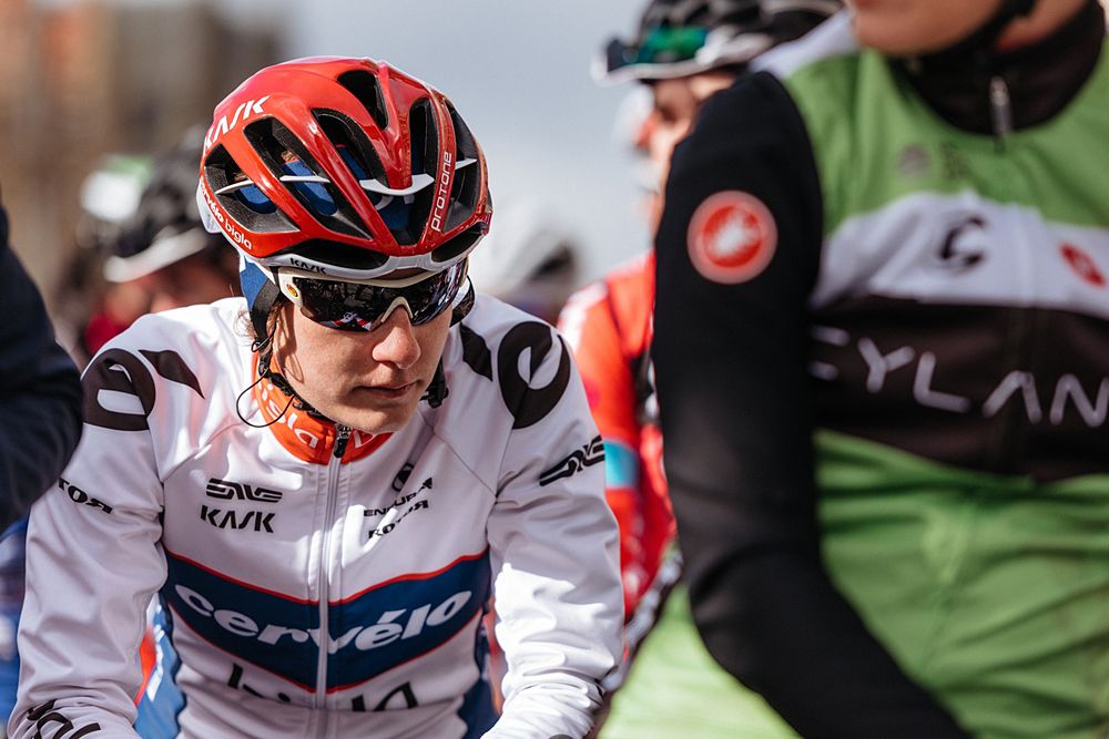 Nicole Hanselmann collects her thoughts before the start is given in Ieper - Women's Gent Wevelgem 2016