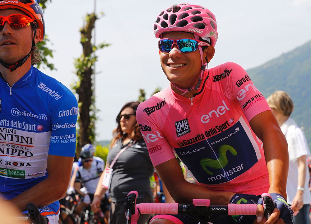 Andrey Amador (Movistar) on the stage 14 start line