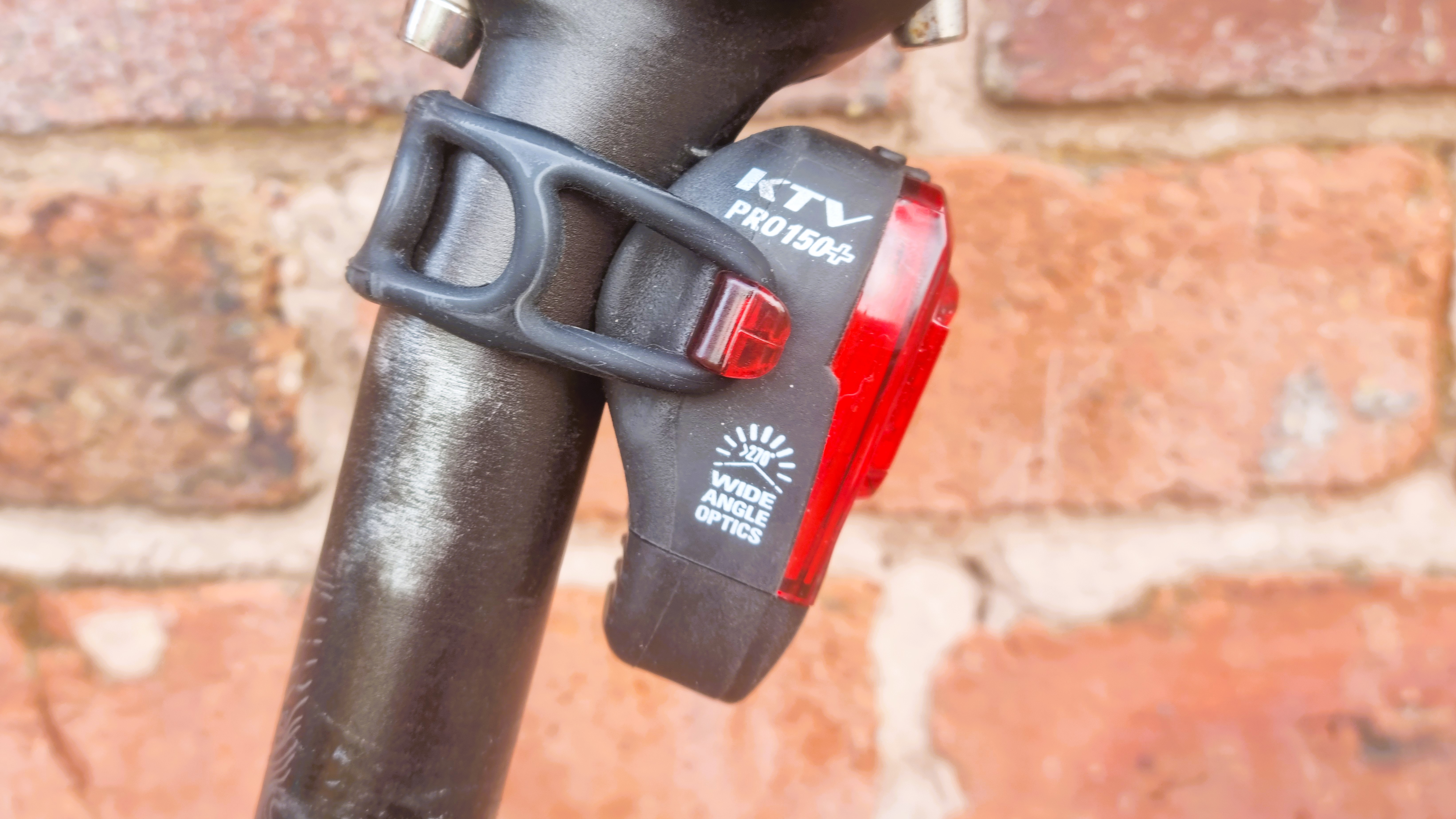The Lezyne KTV Drive Pro+ mounted to a seatpost, seen from the side