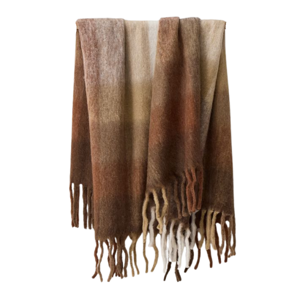 Faux Mohair Framed Ombre Throw