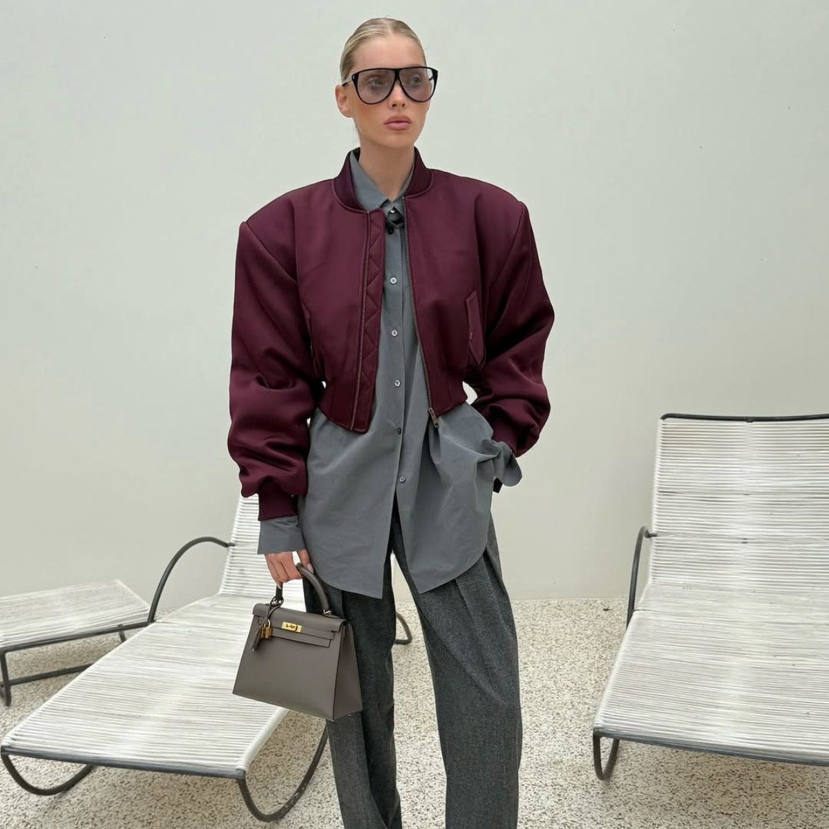 Elsa Hosk wearing a workwear outfit