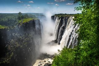 Scenic view Of Victoria Falls (Mosi-oa-Tunya), the worlds largest waterfall located on the Zambezi River