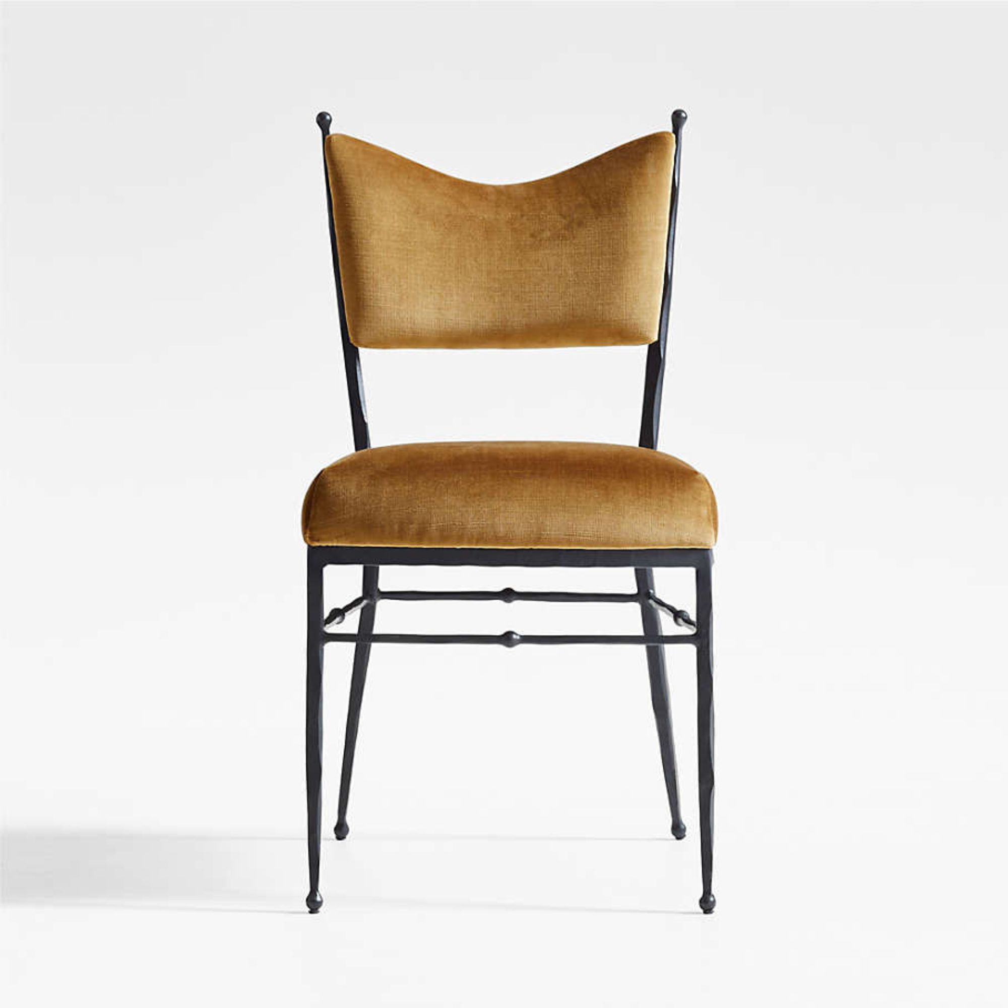 Rodin Ochre Velvet Dining Side Chair by Athena Calderone