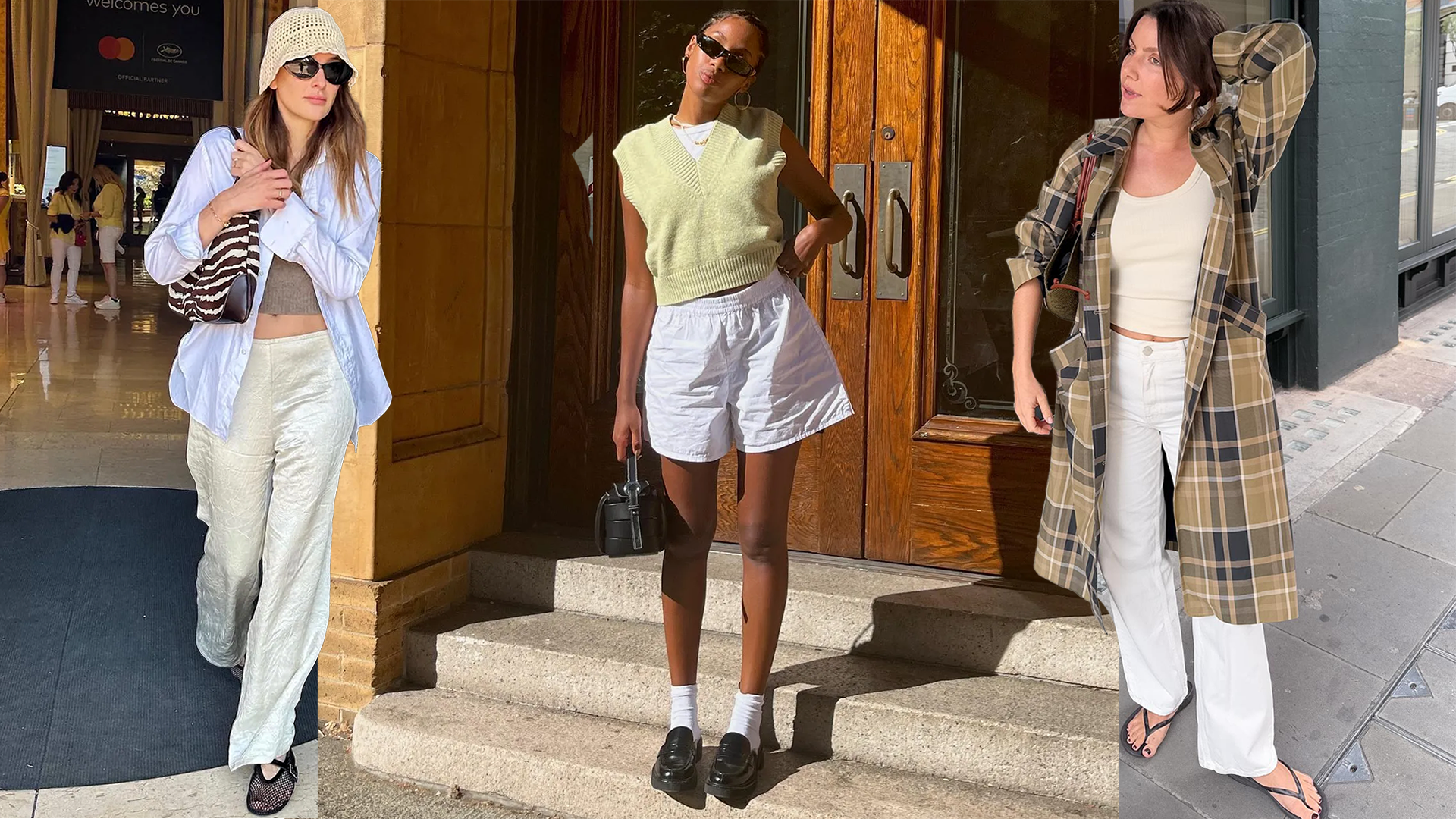 fashion collage of three French influencers including Camille Charrière, Claire Most, and Emma Hoareau wearing stylish outfit ideas