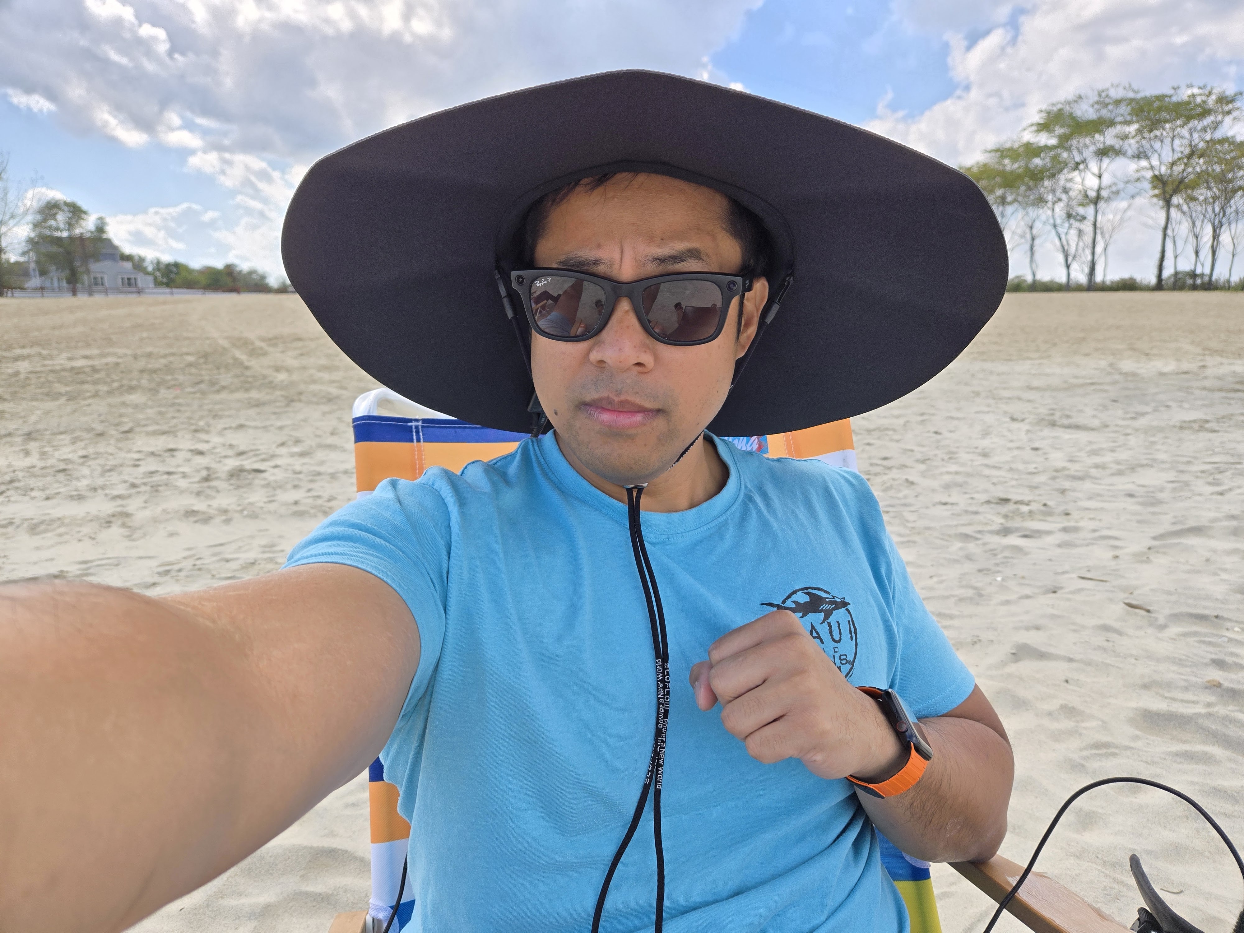 Tom's Guide editor John Velasco wearing an EcoFlow power hat.