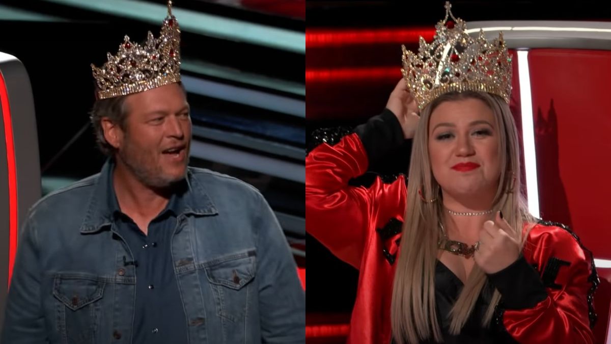 Blake Shelton and Kelly Clarkson on The Voice.