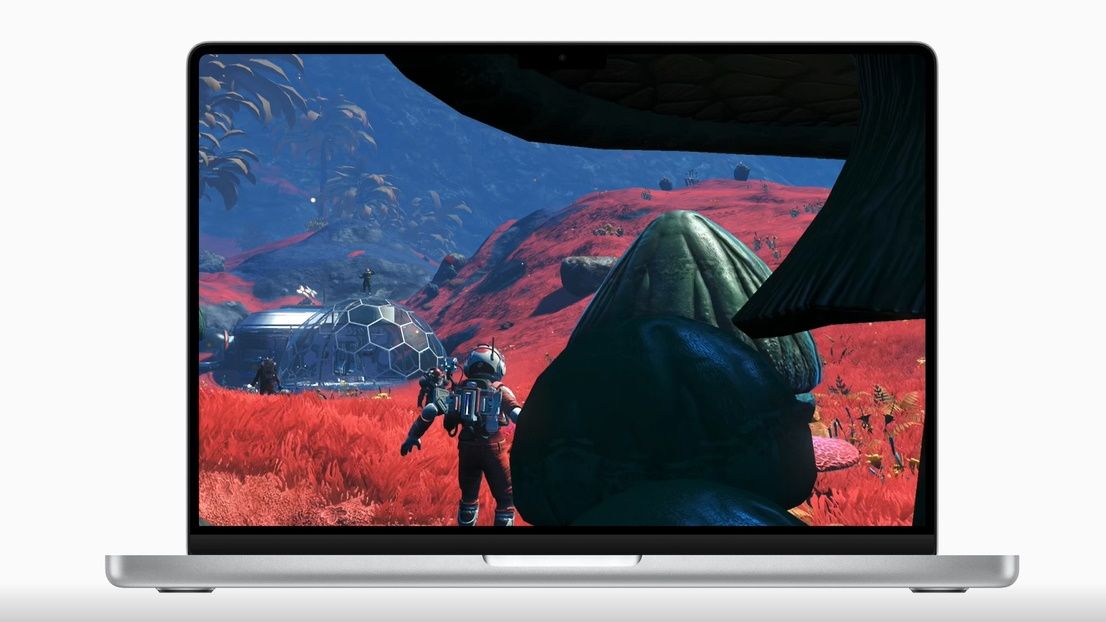 MacBook running No Mans Sky game