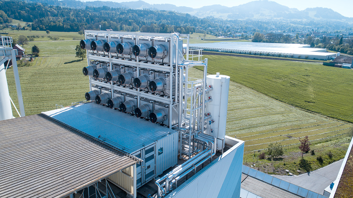 Climeworks' CO2 collectors.
