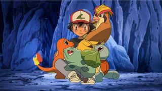Pokemon Ash hugging team 