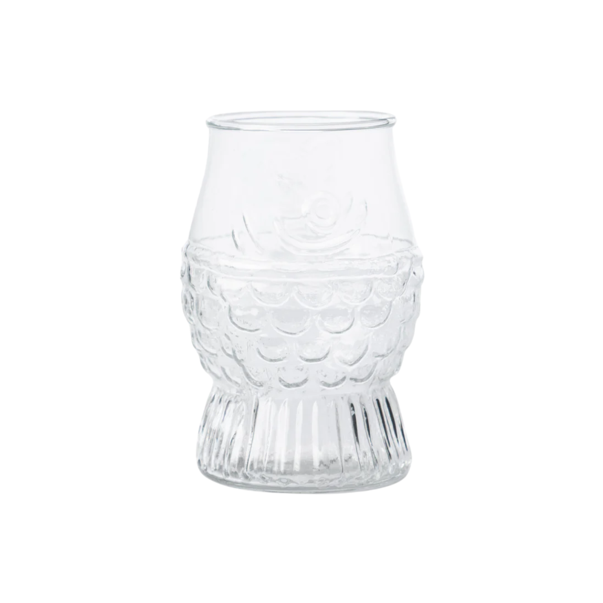 a fish shaped drinking glass