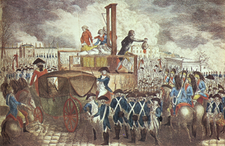 A copperplate engraving of the execution of King Louis XVI on Jan. 21 1792.