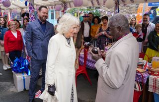 The Duchess of Cornwall talks to Rudolph Walker