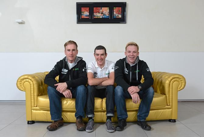 Sean Kelly with Ronan McLaughlin and manager Kurt Bogaerts