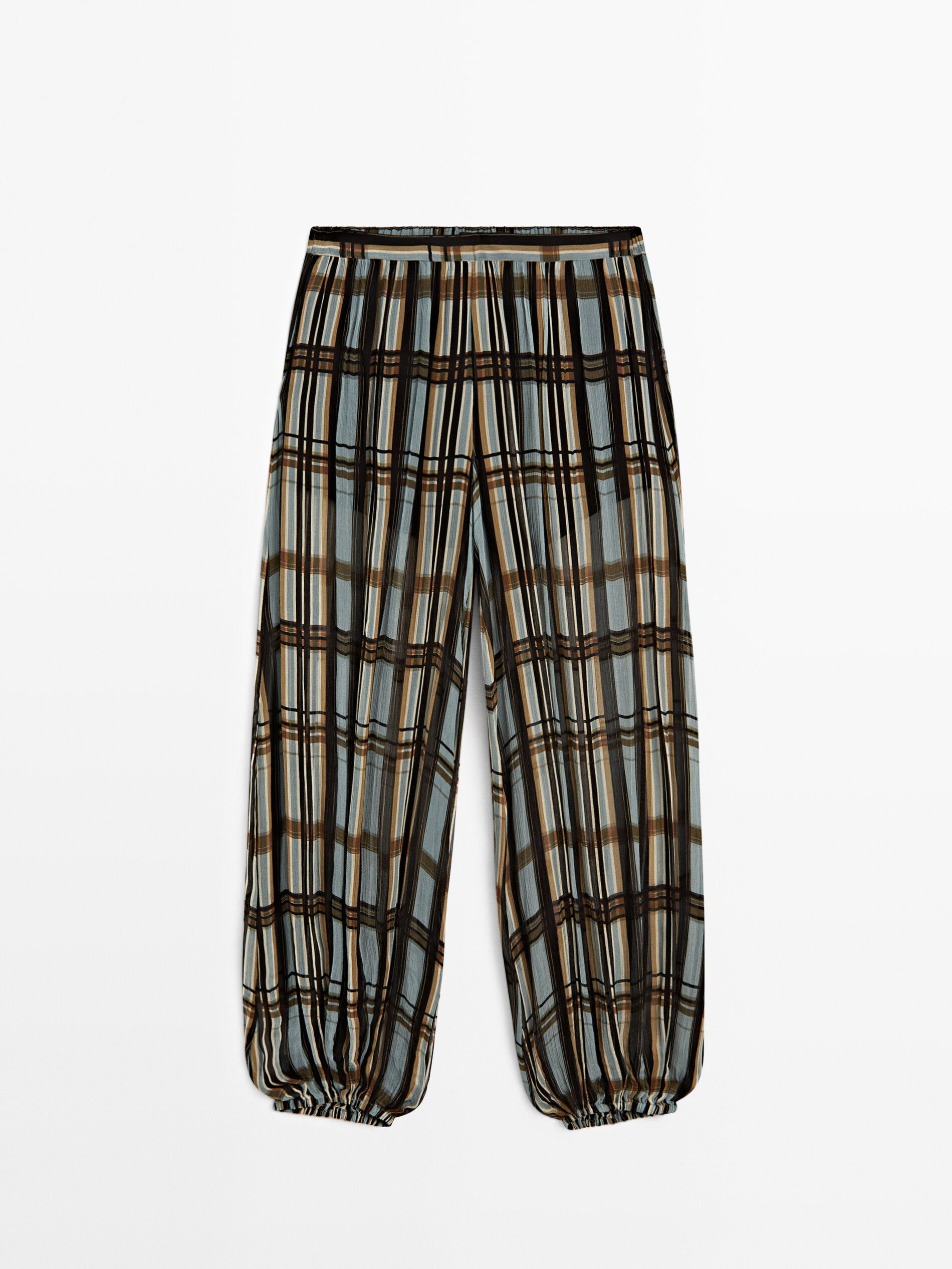 Flowing Check Printed Sarouel Trousers