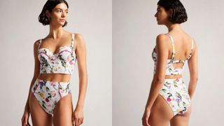 Ted Baker Royella Longline Floral Bikini Top and Rosaby High Waisted Floral Bikini Bottoms