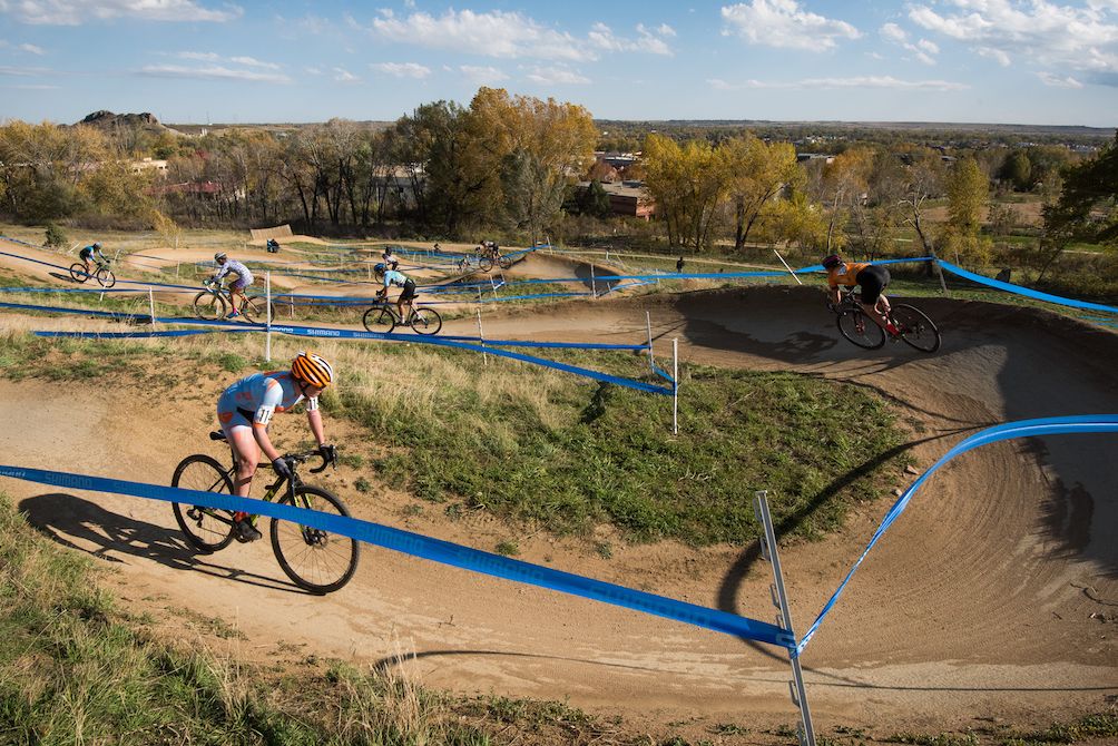 Riders handling some tricky terrain on Day 1 of the US Open of Cyclo-cross