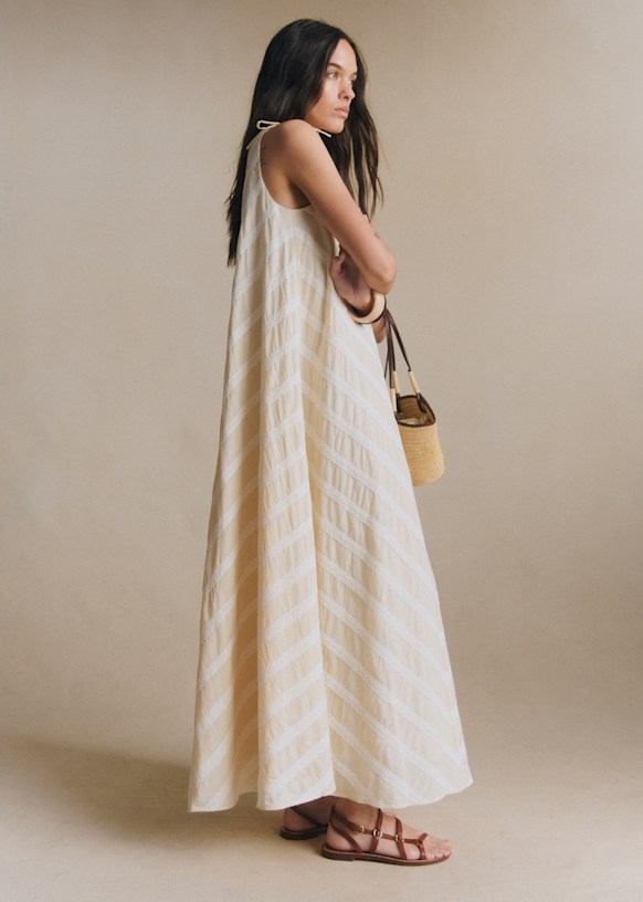 Ysara Dress - Ecru and Cream - Organic Cotton - S&amp;eacute;zane