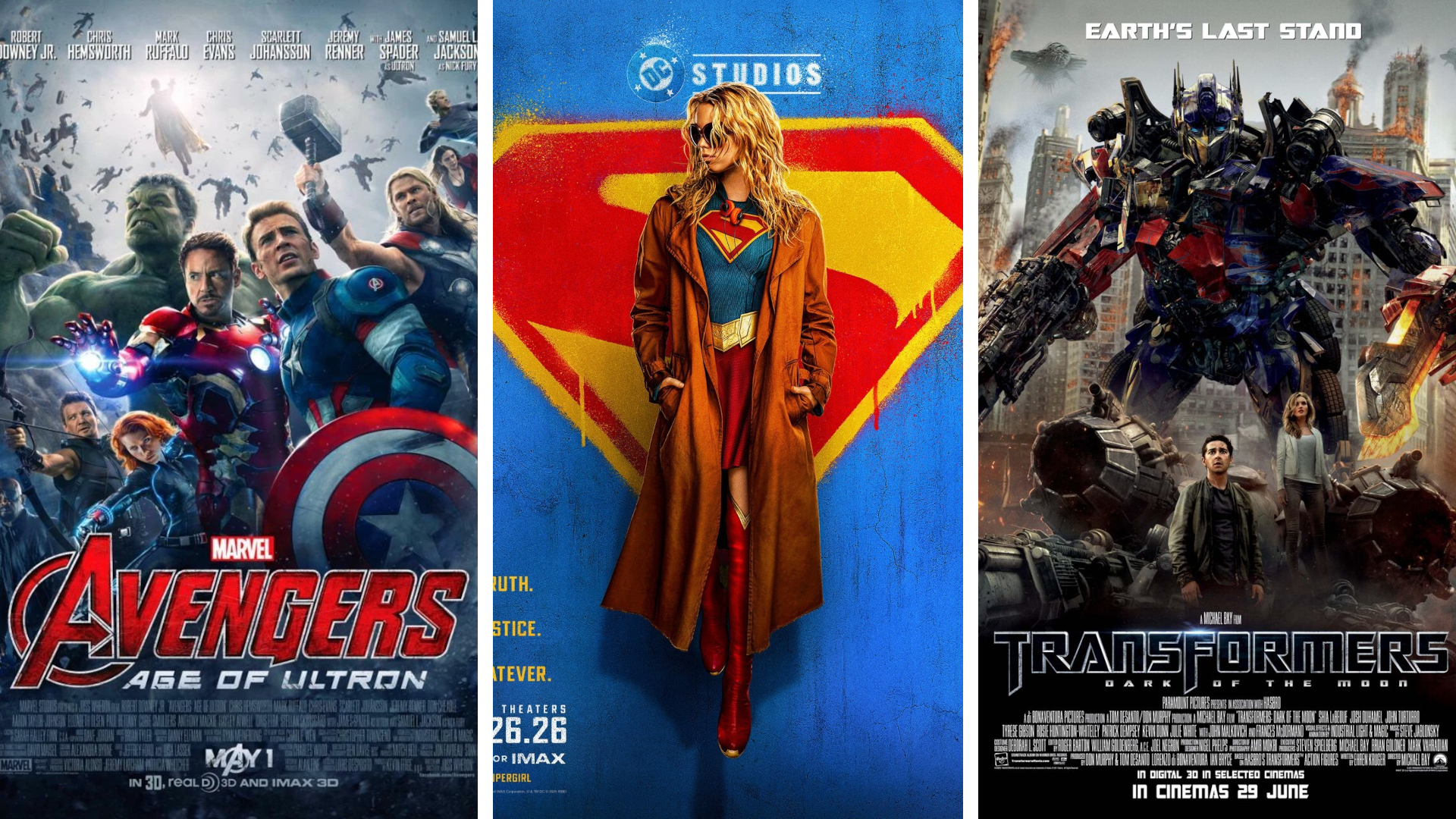 Spilt image of three sci-fi movie posters