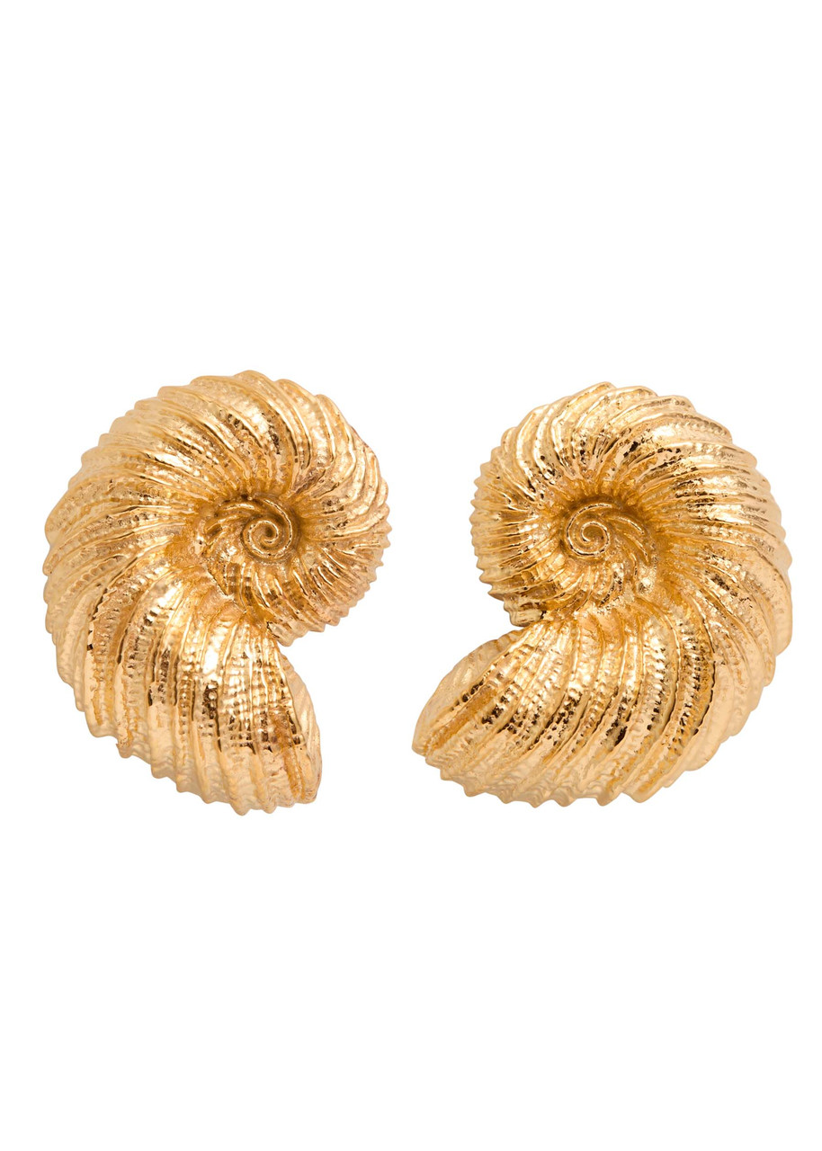 Statement Seashell 18kt Gold-Plated Stud Earrings