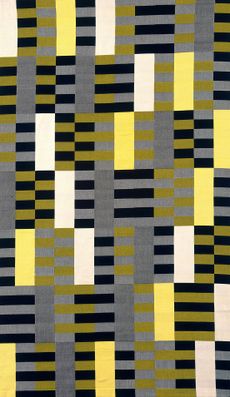 Anni Albers, 'Black White Yellow' (1926/1965). Cotton and silk, 2032 x 1207 mm. © 2018 The Josef and Anni Albers Foundation / Artists Rights Society (ARS), New York. Lent by The Metropolitan Museum of Art, Purchase, Everfast Fabrics Inc. and Edward C. Moore Jr. Gift, 1969