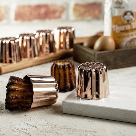Set of 6 Handcrafted French Copper Canel&amp;eacute; Molds &amp;ndash; Copper Molds for Perfect Pastries | Pastry &amp;amp; Muffin Pan | for Cupcakes or Mini Cakes | 2&quot; H X 2&quot; D