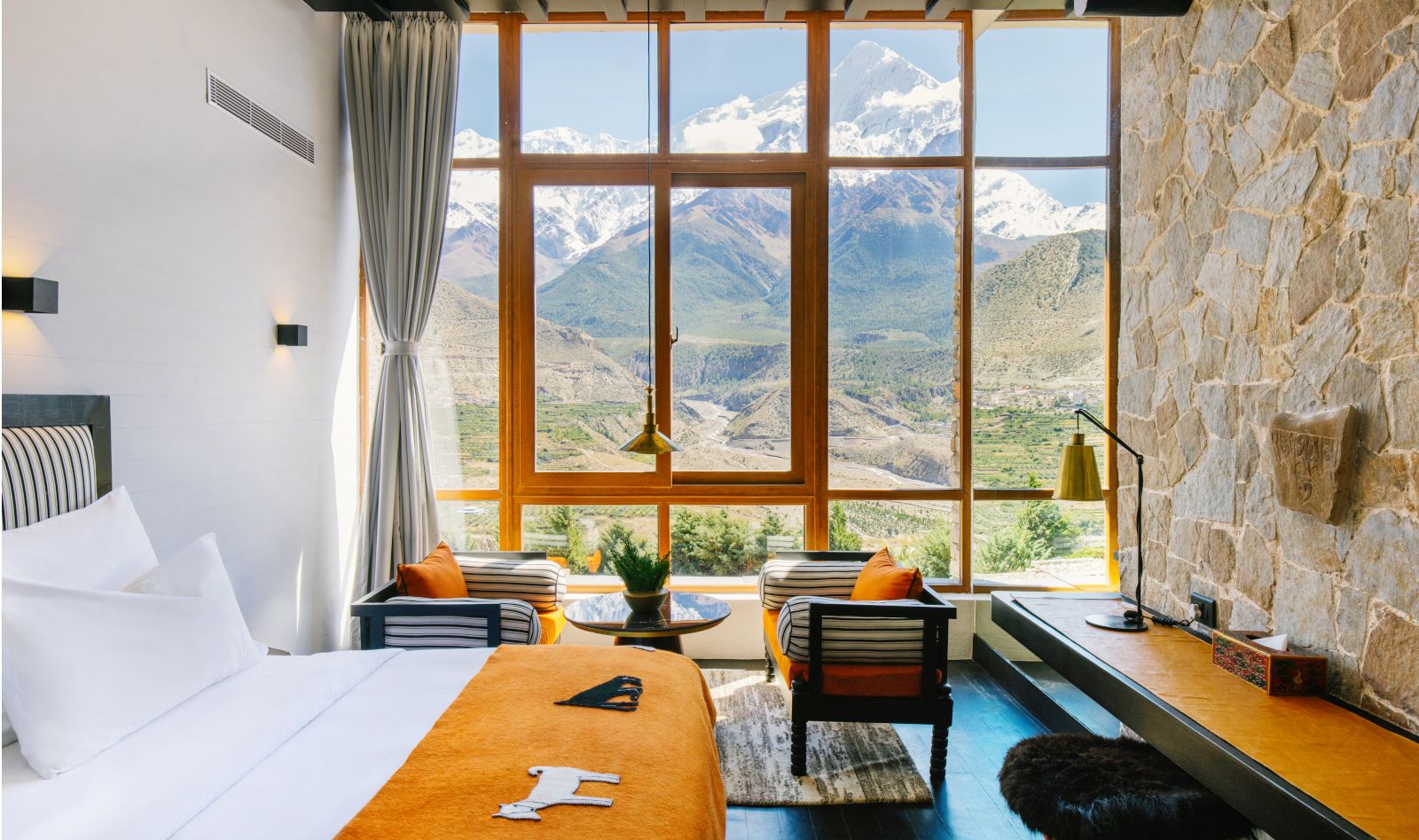 hotel room with mountain view