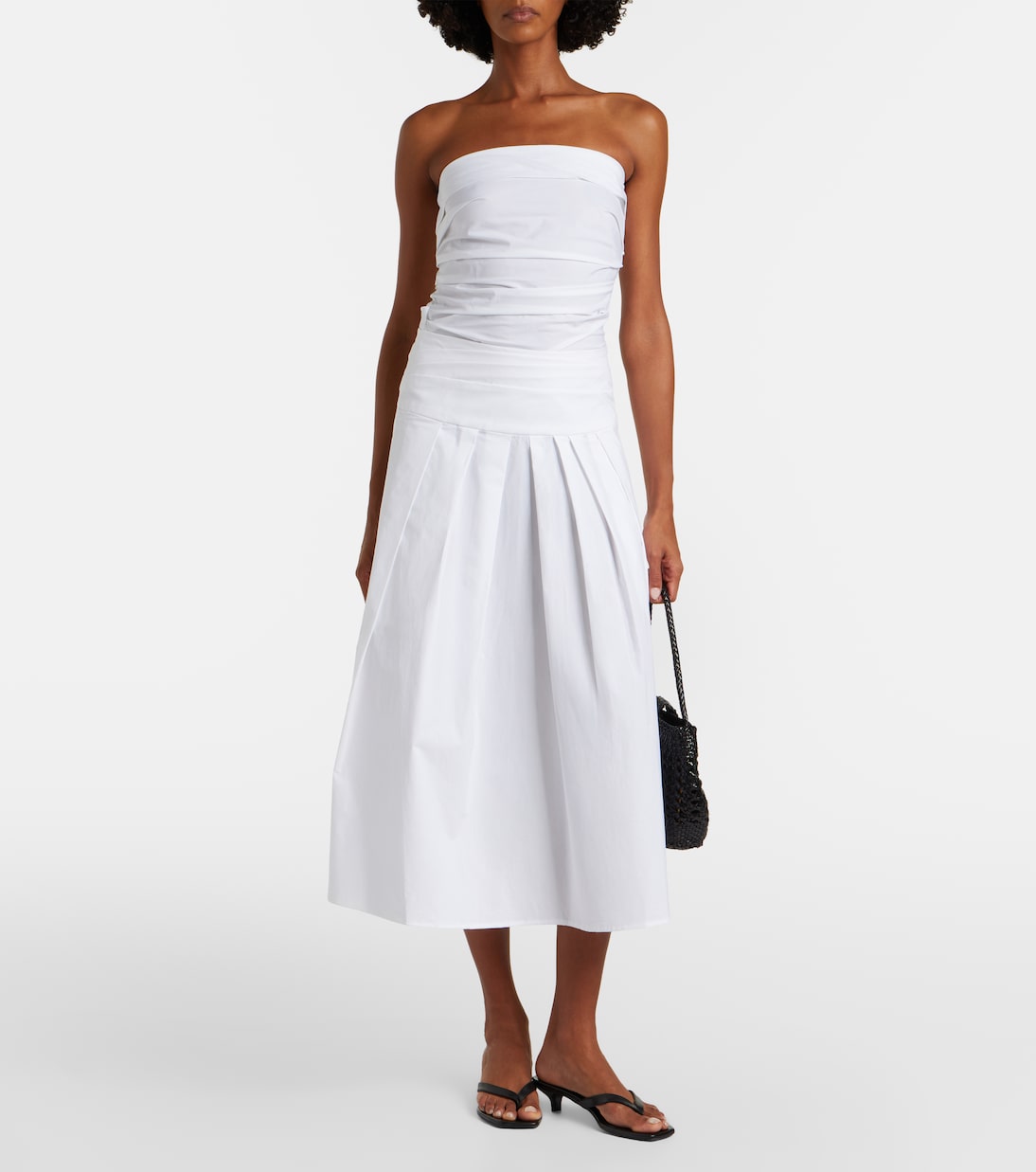 White Label Nessa Cotton-Blend Midi Skirt in White - Proenza Schouler