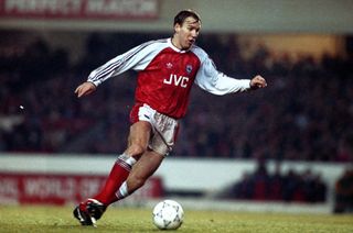 Paul Merson in action for Arsenal against Sheffield United in December 1990.