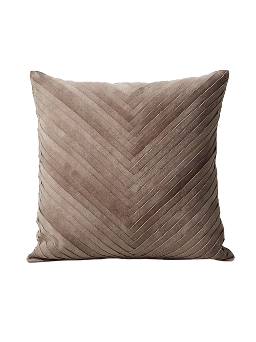 Kerro Light Brown Woven Suede Throw Pillow Cover
