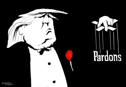 Political Cartoon U.S. Trump Godfather pardons