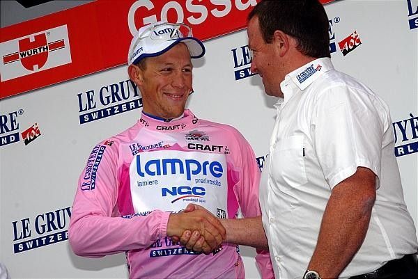David Loosli (Lampre) takes the mountains lead.