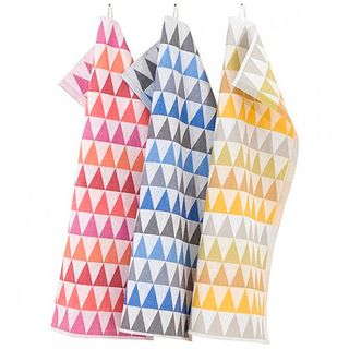 geometric tea towels for kitchen with multicolour triangular patterns