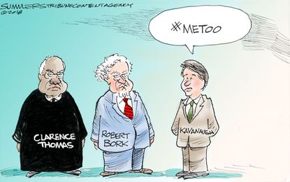 Political cartoon U.S. Brett Kavanaugh Clarence Thomas Robert Bork #MeToo sexual assault allegations Supreme Court