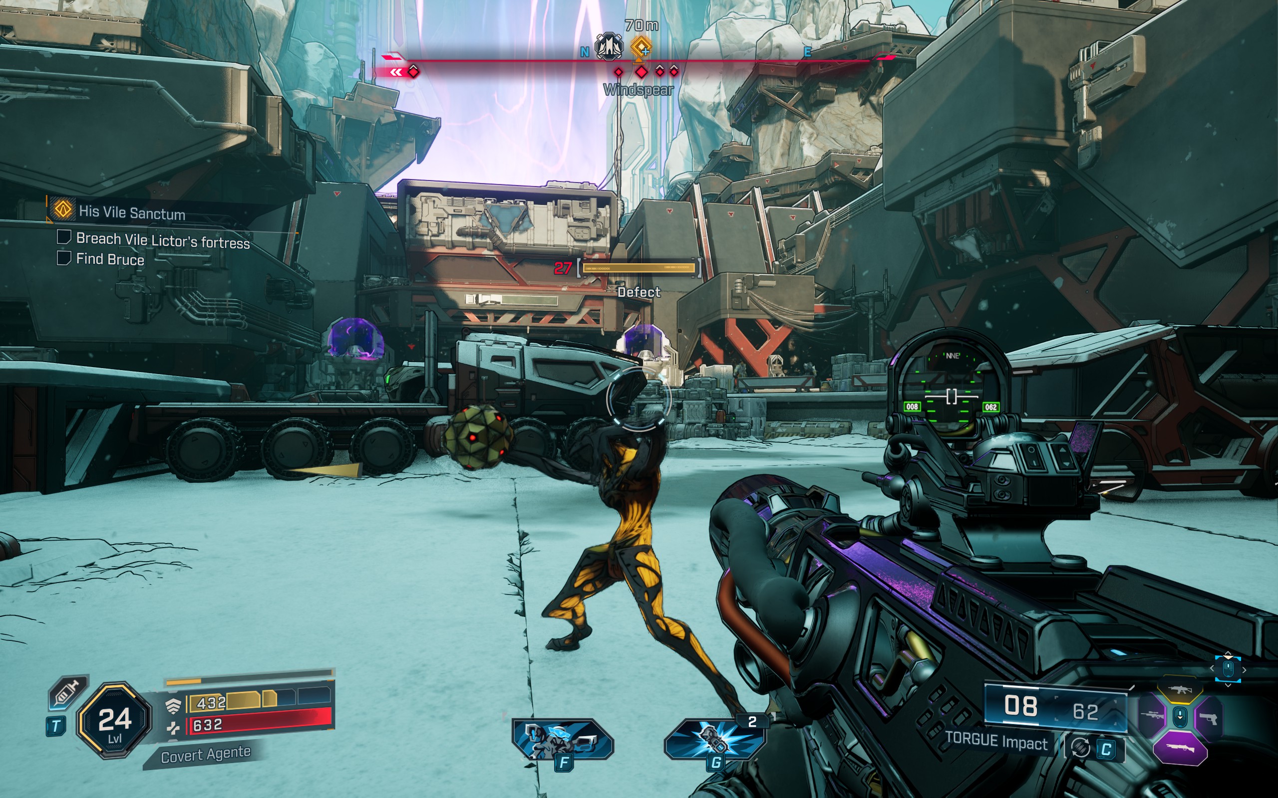 Shooting an enemy in Borderlands 4