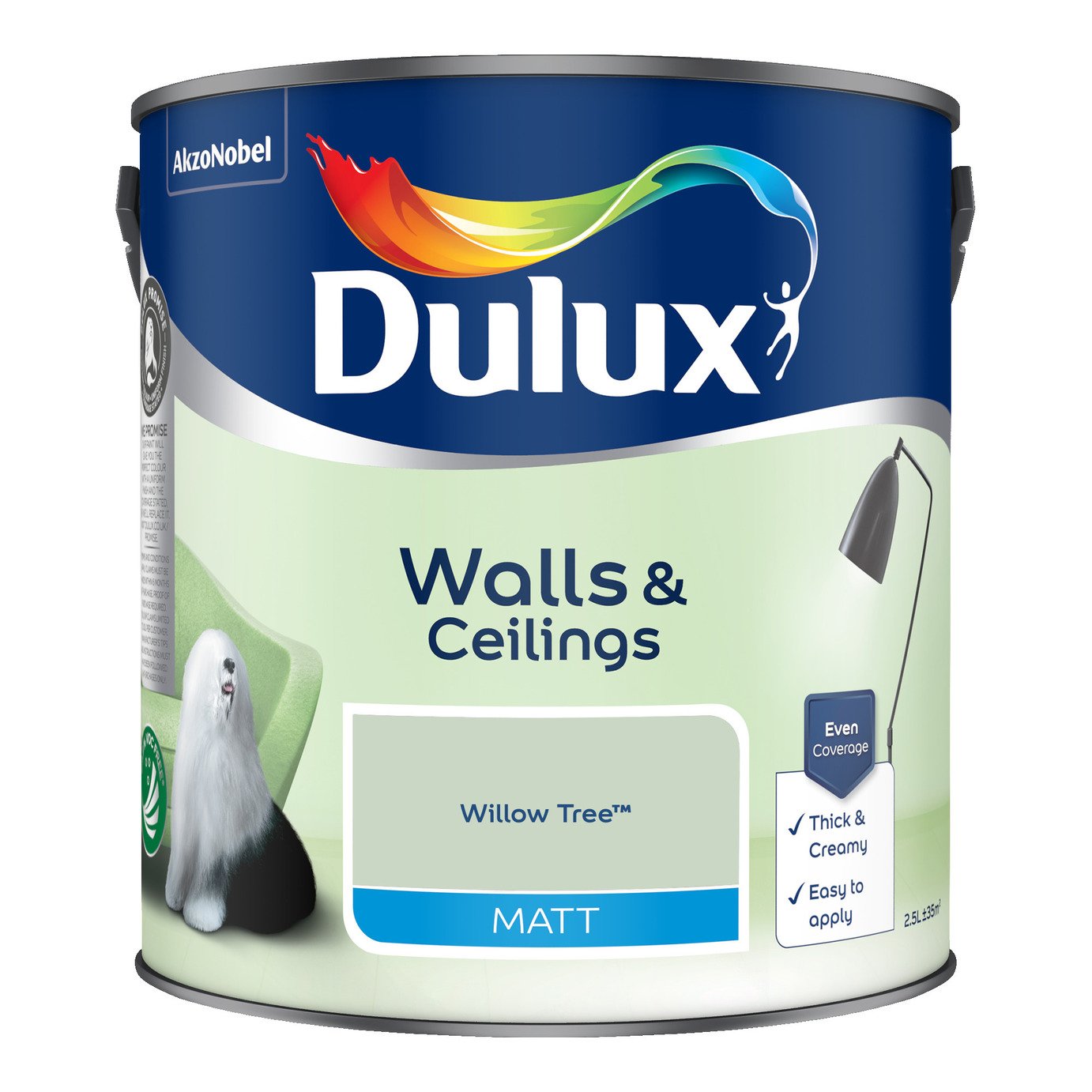 Dulux Walls &amp;amp; Ceilings Matt Paint Willow Tree - 2.5l