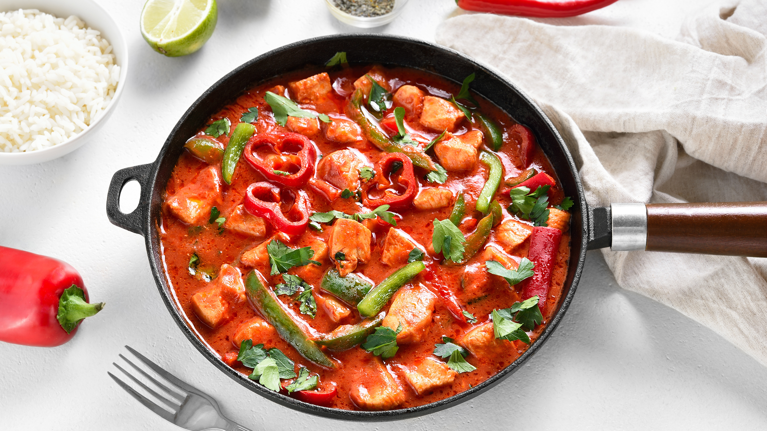 Thai curry cooked in cast iron