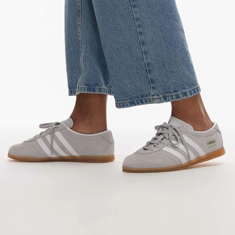 Gazelle Lo Pro Trainers in Grey and White on model