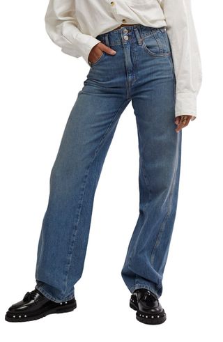 Entspannte Jeans mit geradem Bein und Aster-Stich