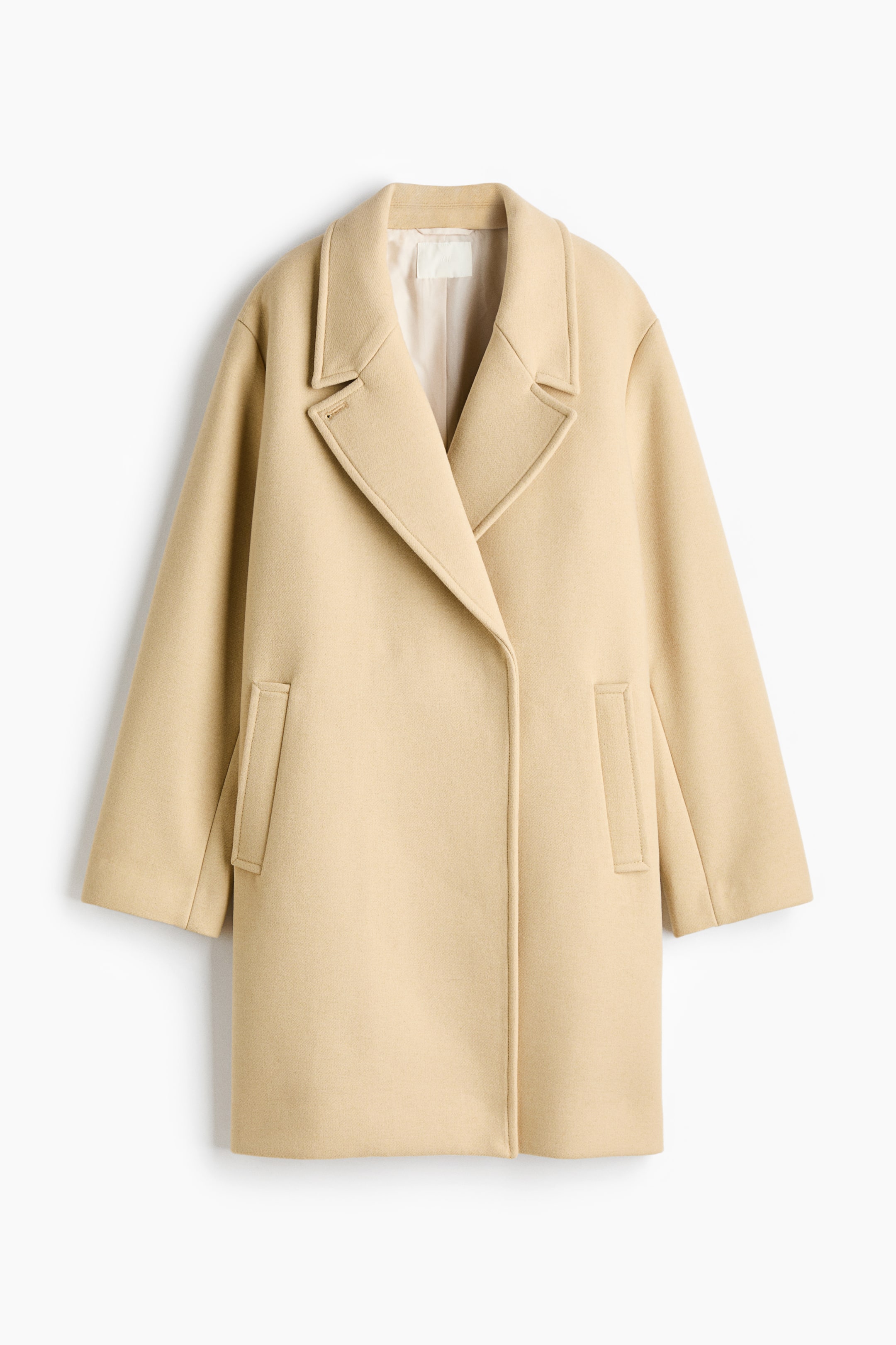 Oversized Wool-Blend Coat - Light Yellow