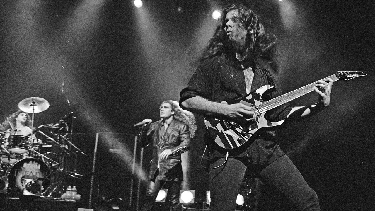 Dream Theater performing at Tokyo Kouseinenkin-Kaikan, Shinjyuku on their second Japnese tour, Japan, 1993. (Photo by Koh Hasebe/Shinko Music/Getty Images)