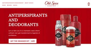 Modern-day advert for Old Spice, featuring a range of products