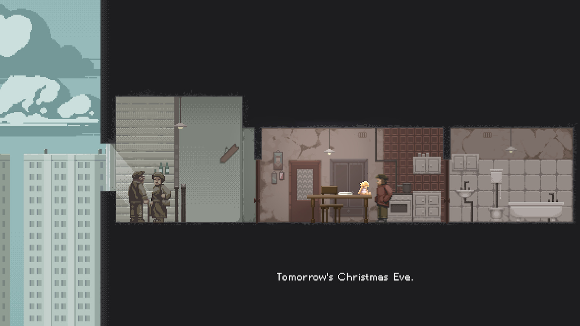 Pixel art from martial law, a game about communist poland
