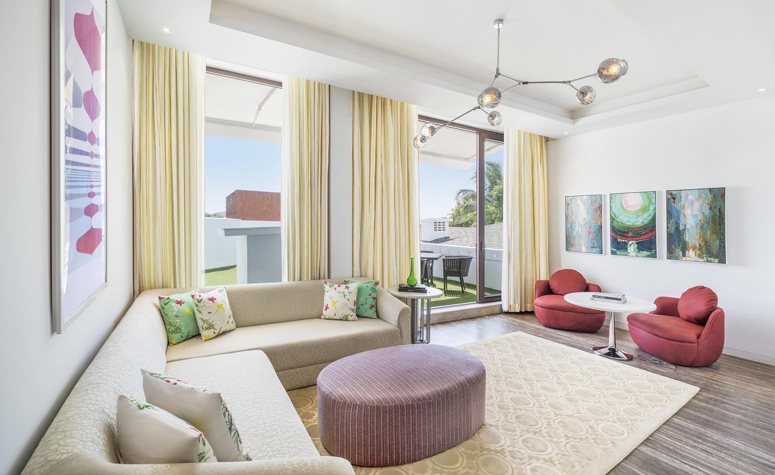 Bright, light coloured living area