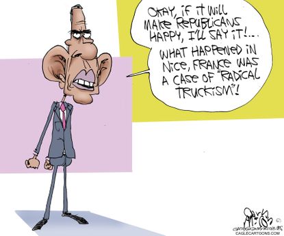 Political cartoon World Obama Nice attack radical truckism