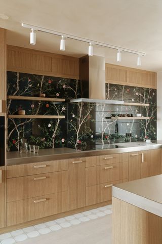 A decorative kitchen splashback