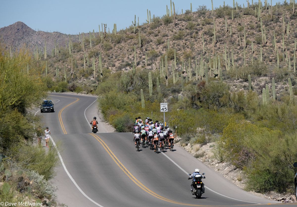 The women&rsquo;s field was all together for a couple laps