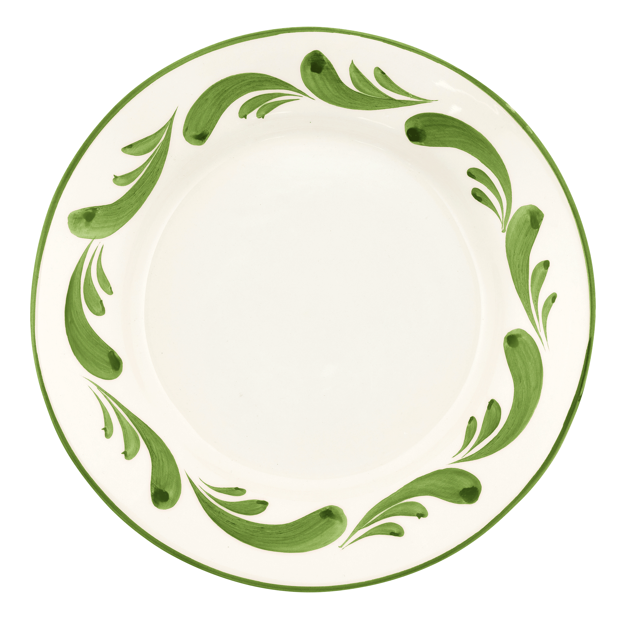 Rebecca Udall Celia dinner plate in Leaf Green against a white background