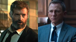 Hugh Jackman pictured in Logan and Daniel Craig pictured in No Time To Die, shown side by side.