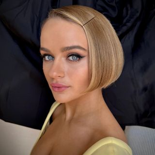 Joey King with champagne blonde hair color