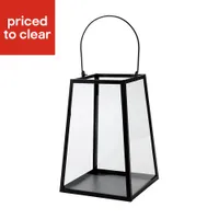 Black Powder Coated Glass Lantern | was £20, now £8 | save £12